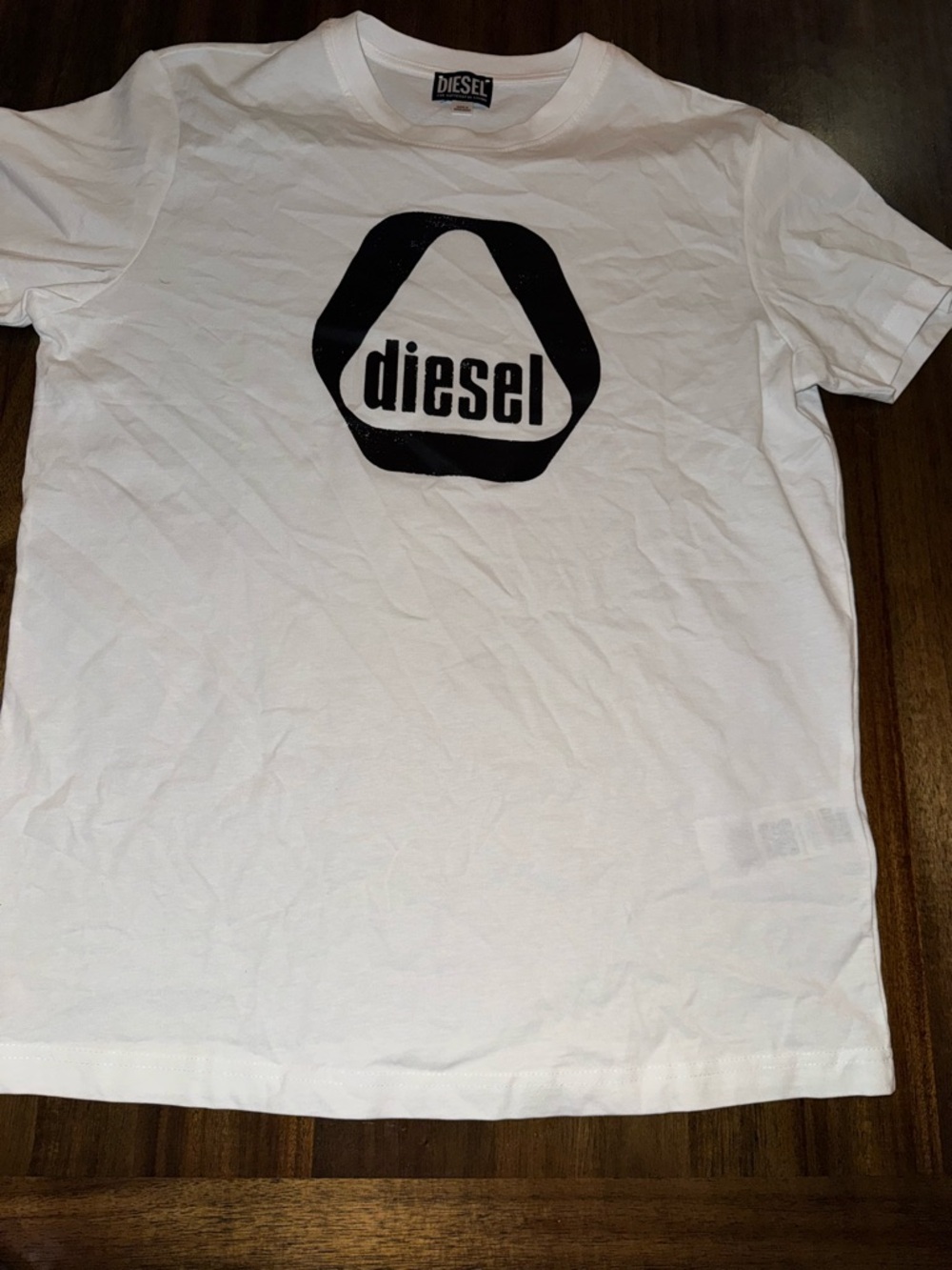 Diesel White Short-Sleeve Tee with Black Logo 100% cotton